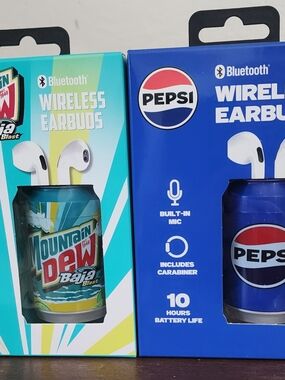 Pepsi Blue & Mountain Dew Baja Blast Wireless Earbuds Can Cases